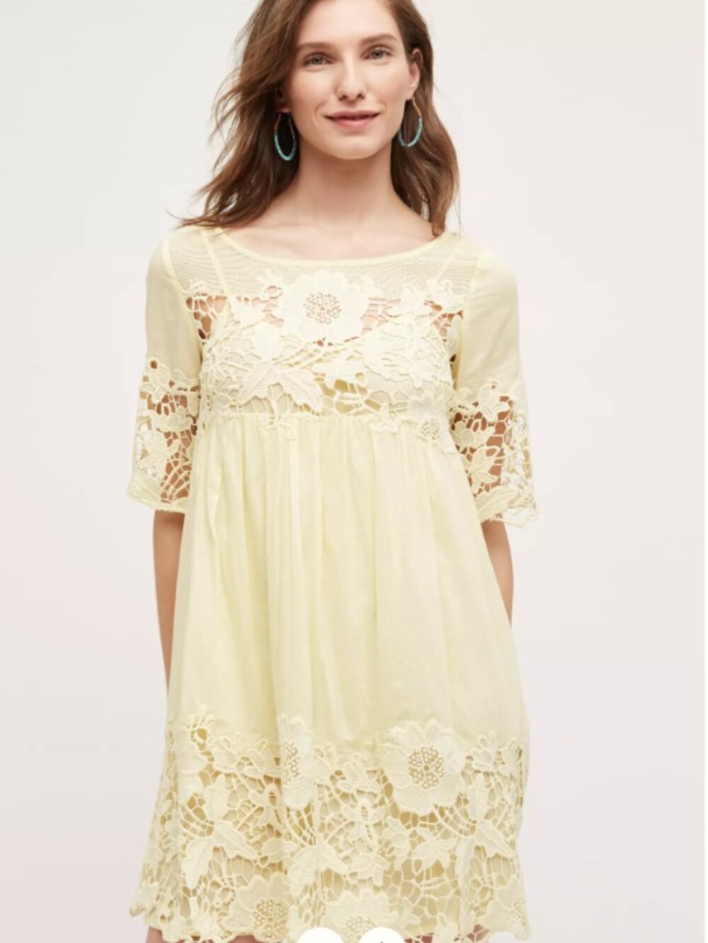 Holding Horses Anthropologie Magnolia Lace Dress, yellow, size 10